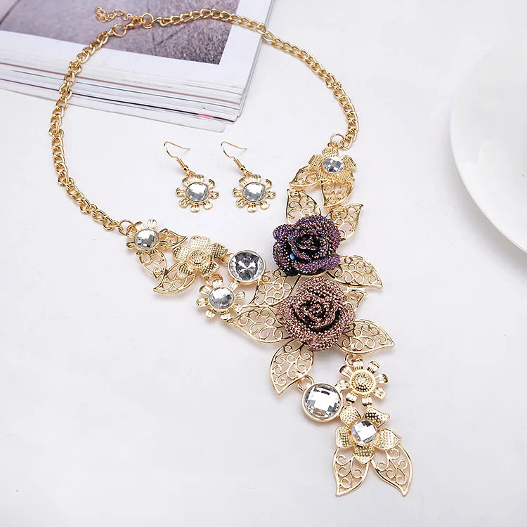 Austrian Crystal Rose Jewelry Set