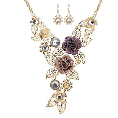 Austrian Crystal Rose Jewelry Set