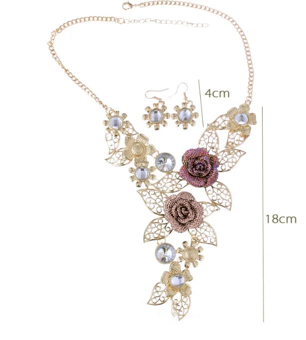 Austrian Crystal Rose Jewelry Set