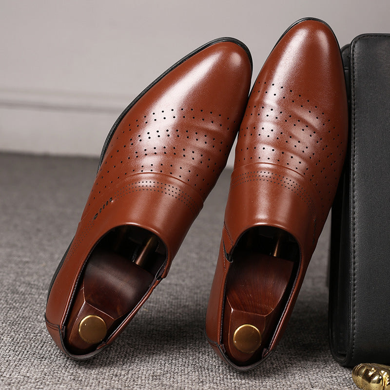 Puntige leren overschoenen voor heren