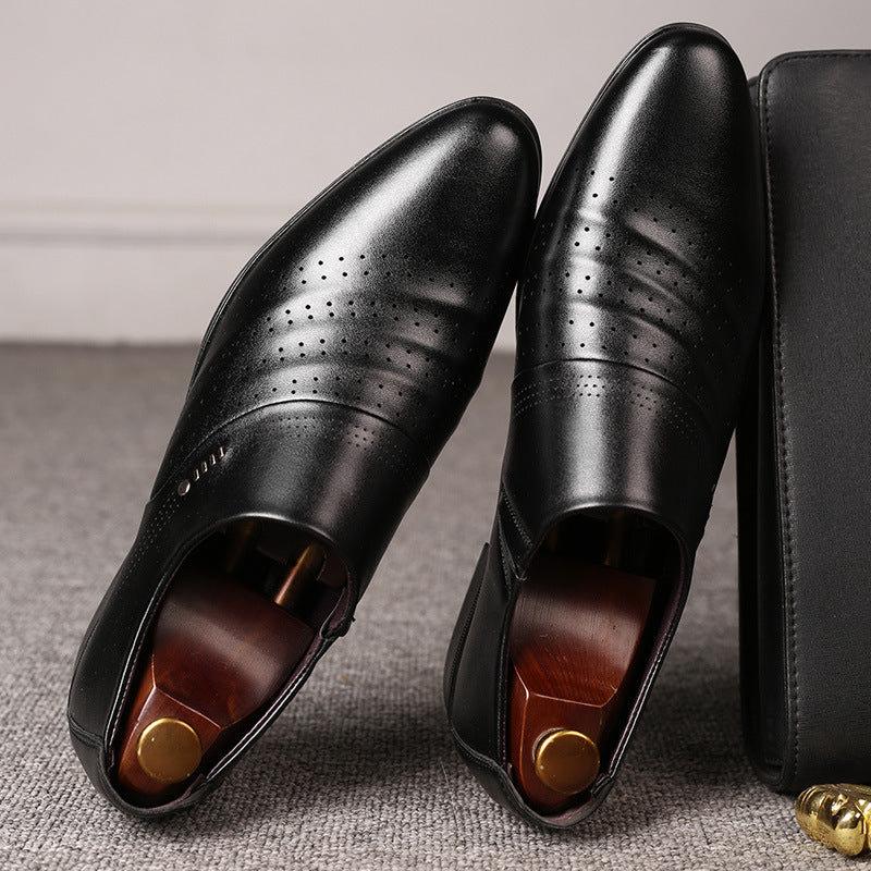 Puntige leren overschoenen voor heren