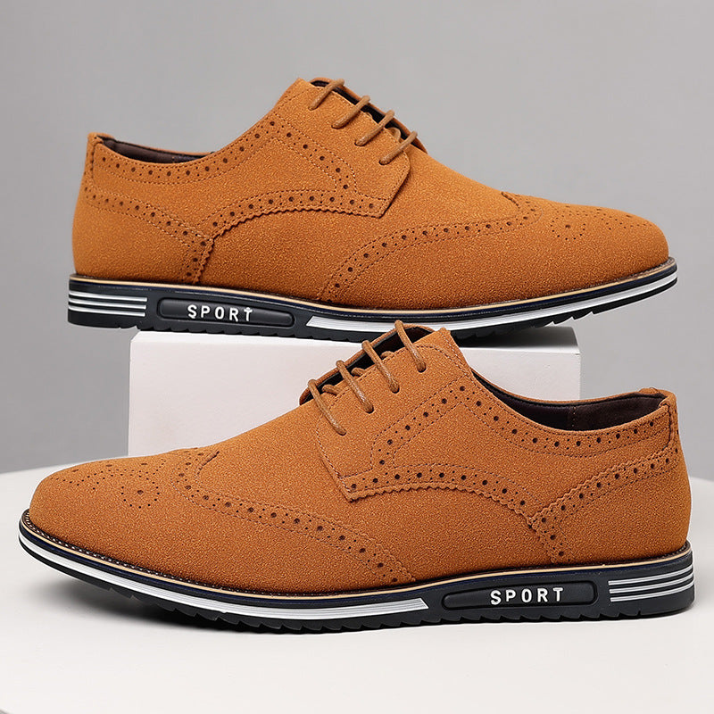 White Sole Carved Leather Shoes