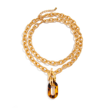 Leopard Print Acrylic Necklace Set