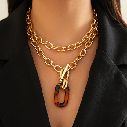 Leopard Print Acrylic Necklace Set