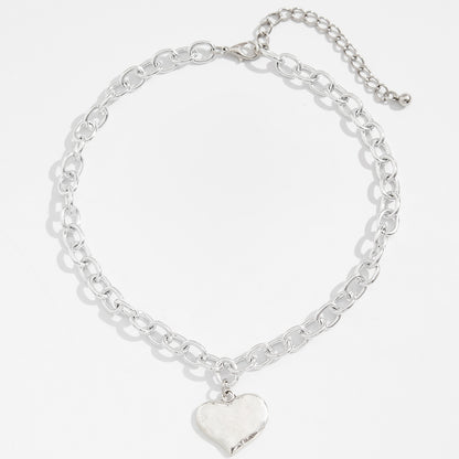 Heart Pendant Collarbone Necklace Set
