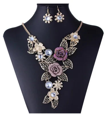 Austrian Crystal Rose Jewelry Set