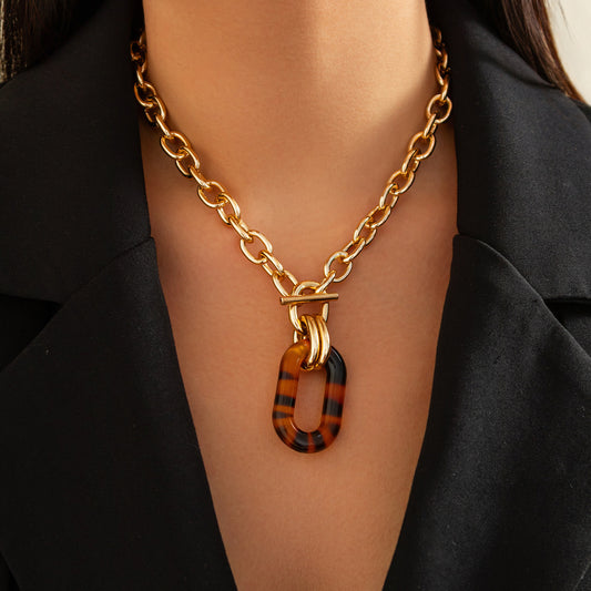Leopard Print Acrylic Necklace Set