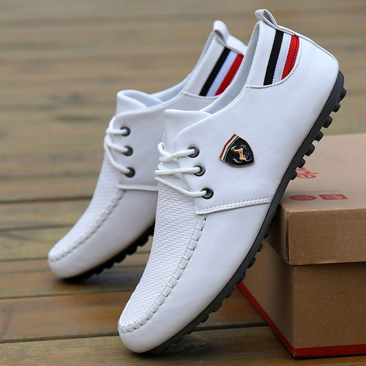 Trendy witte leren casual herenschoenen