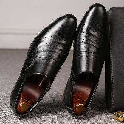 Puntige leren overschoenen voor heren