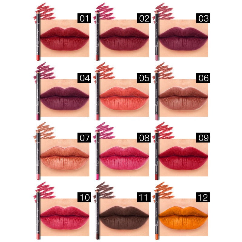 12-kleuren waterdichte liplinerset